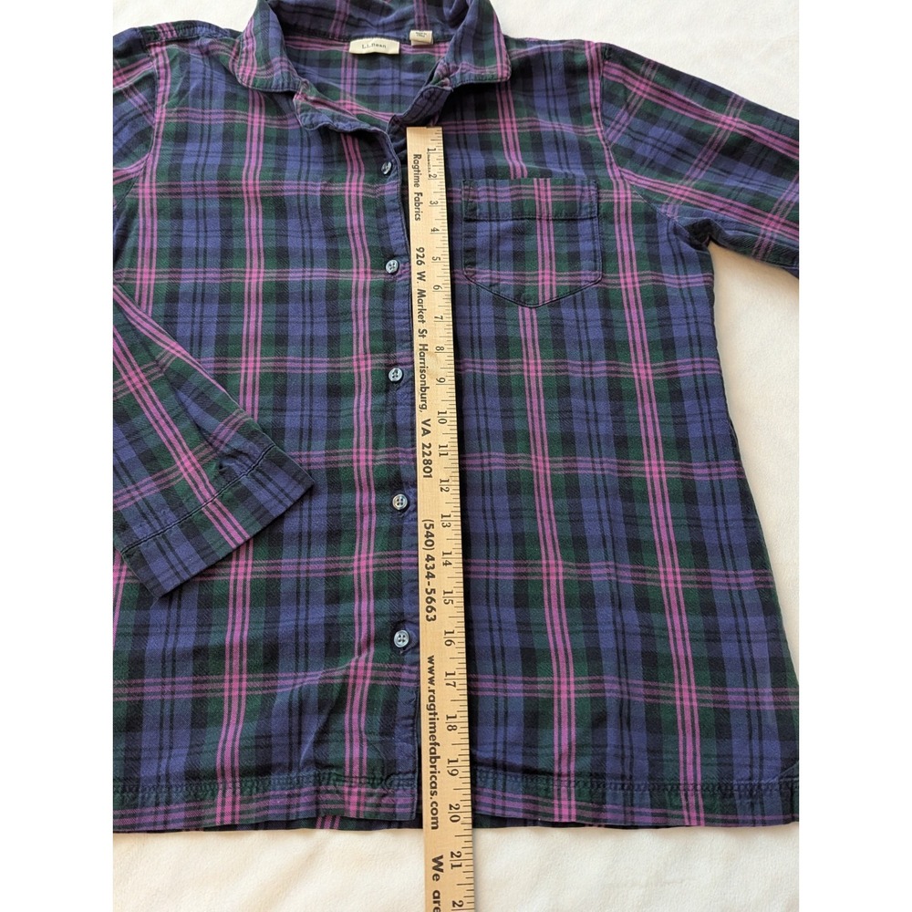 Z5 LL Bean Pink Purple Green Plaid Flannel Button Up Women's Sz Small - Picture 4 of 8